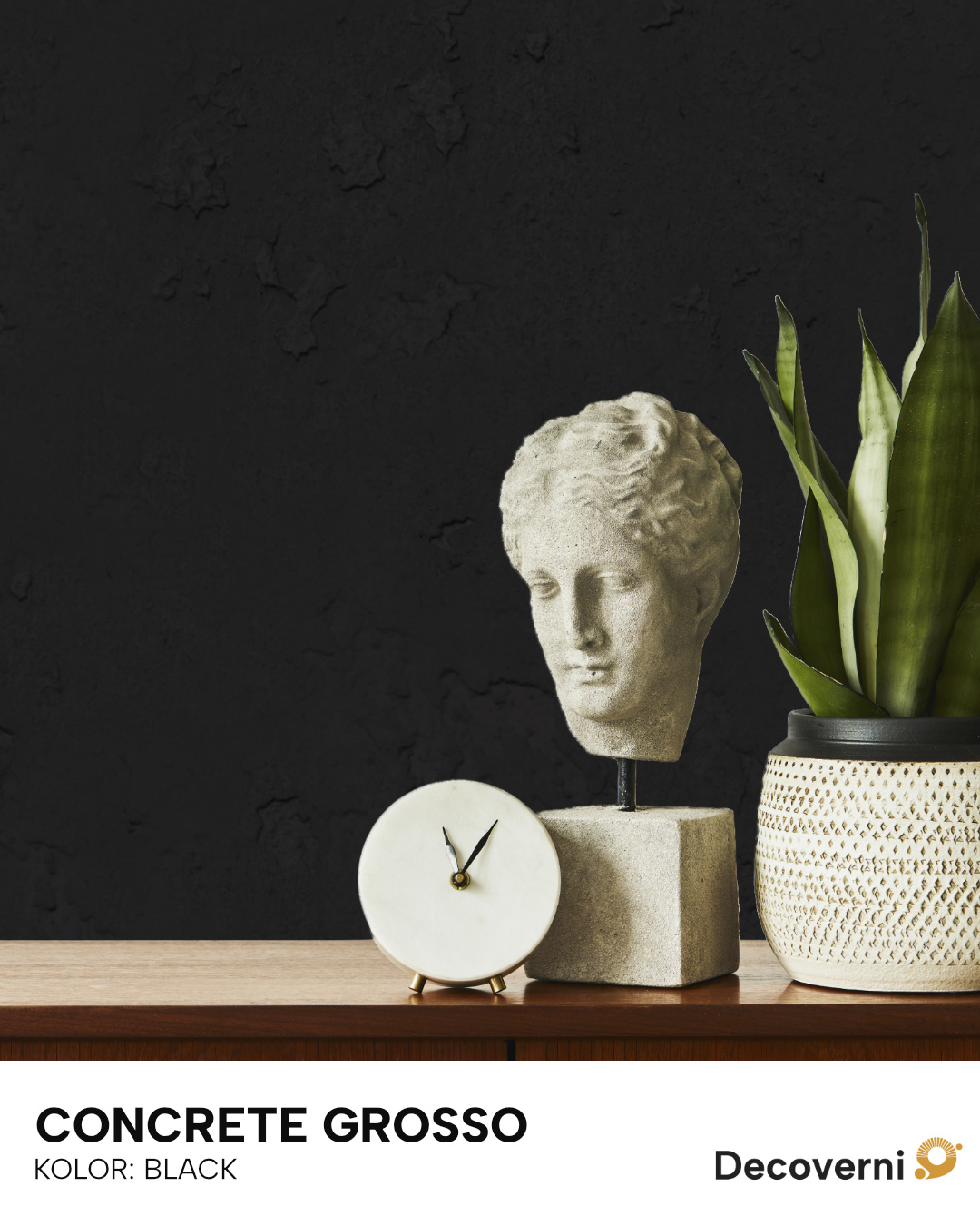 Wizualizacja ściany pomalowanej Decoverni Concrete Grosso Black